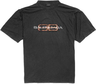 Balenciaga T-Shirt Bb Icon Stencil Medium Fit In Jersey Effetto Sbiadito-Uomo