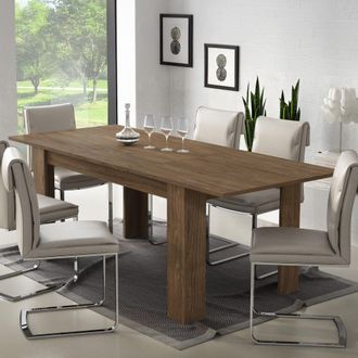 Dmora Tavolo Allungabile Campora, Allungabile, Meccanismo Estensione Allunga Centrale, Lunghezza Massima 220 Cm, 220x90x75h Cm Marrone Rovere