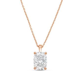 Diana M. Jewels 14kt rose gold lab grown cushion cut diamond pendant weighing 2.00 ct on a solid bail