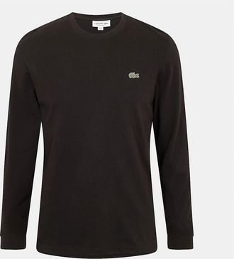Lacoste Mens Crocodile Logo Crew Neck Long Sleeve Jersey T-Shirt - Black - Size: 44