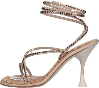 3Juin Sandalen Beige - Dames - Sandalen met hakken - Beige - 39 EU - Leer - Schoenen