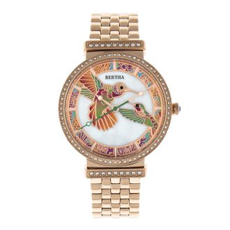 Bertha Sunglasses Womens Emily Mother-Of-Pearl Bracelet Watch - Rose Gold Stainless Steel - One Size