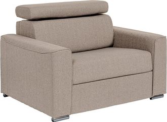 Vente-Unique Sill&oacute;n cama express en tela beige - Cama de 70 cm - Colch&oacute;n de 14 cm - VIZIR