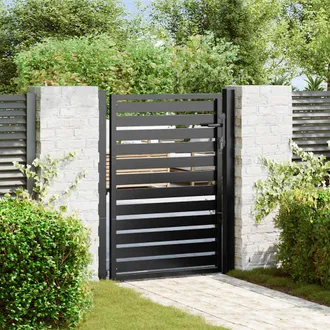vidaXL Vidaxl - Cancello Da Giardino Con Serratura Nero 100x120 Cm In Alluminio