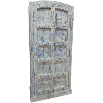 Wanderlust Deco Armario De Madera Acabado Artesanal Azul 96x42x206h Cm