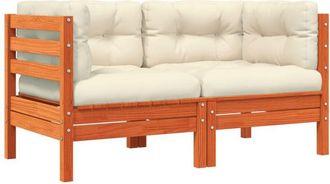 vidaXL Sof&aacute;s De Esquina Jard&iacute;n Y Cojines 2 Uds Madera Pino Marr&oacute;n Cera Vidaxl