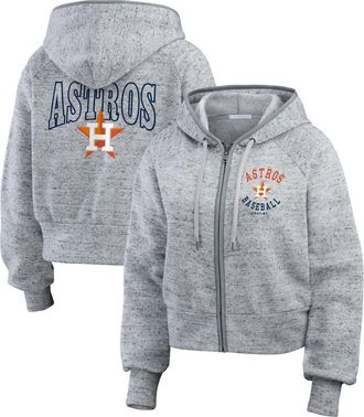 WEAR by Erin Andrews Womens WEAR by Erin Andrews Heather Gray Houston Astros Speckled Fleece Cropped Full-Zip Hoodie at Nordstrom, Size X-Large