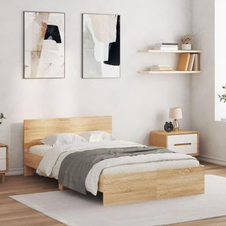 Berkfield Home Bed Frame without Mattress Sonoma Oak 120x200 cm in Brown | Size: Small Double