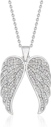 Ross-Simons Italian. CZ Angel Wings Pendant Necklace in Sterling Silver