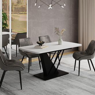 Vicco Mesa De Comedor Fenaro, Blanco/negro, 120 X 80 Cm Extensible, Vicco