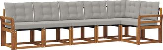vidaXL Conjunto De Sof&aacute;s De Exterior 6 Uds. Gris Natural Y Claro Vidaxl