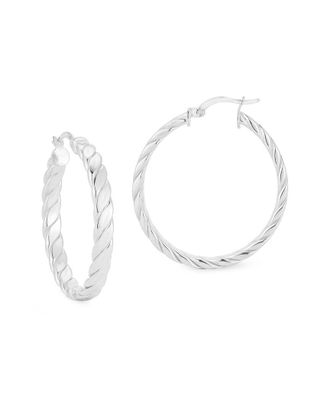 Chloe and Madison Chloe And Madison Silver Medium Flattened Twist Hoops