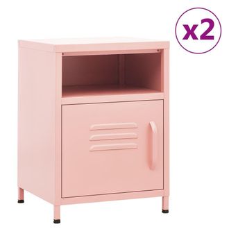 Berkfield Home Nightstands 2 pcs Pink 35x35x51 cm Steel | Size: 35 x 35 x 51 cm