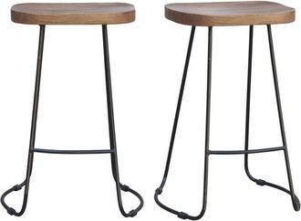 Miliboo Miliboo - Set di 2 sgabelli da bar metallo nero e legno H65cm runko