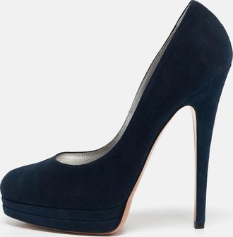 Casadei Navy Blue Suede Platform Pumps Size 38