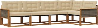 vidaXL Conjunto De Sof&aacute;s De Exterior 5 Uds. Natural Y Beige Vidaxl