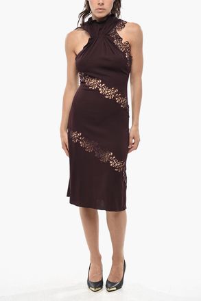 Stella McCartney Vestito Drappeggiato in Seta con Dettagli in Pizzo Macrame Stella McCartney