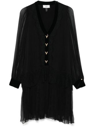 Nissa lace-panelling silk mini dress - women - Silk - 36 - Black