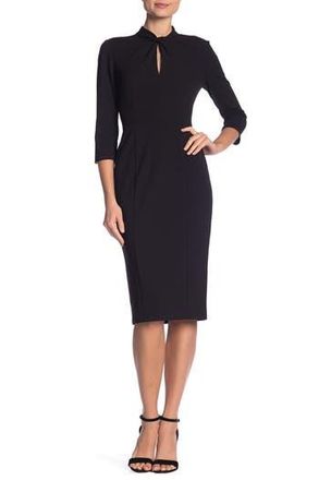 Donna Morgan Crepe Three-Quarter Sleeve Sheath Dress in Black at Nordstrom Rack, Size 10