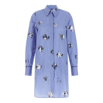 Le Twins Mini Silenzio Striped Cotton Poplin Dress - female - LE TWINS - Shirt Dresses - Blue - S - Dresses