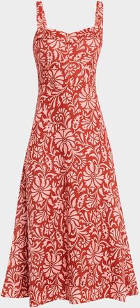 Veronica Beard Aila Printed A-Line Midi Dress