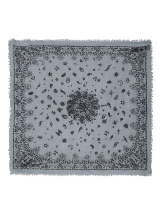 Zadig&Voltaire Nuage fringed printed scarf - women - Cashmere - One Size - Blue