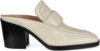 Bottega Veneta Croc Heeled Mules - Dames - Muiltjes - Beige - 40 EU - Leer - Schoenen