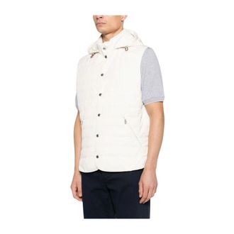 Brunello Cucinelli Jassen, Heren, Wit, XL, Mm 4791696 Gewatteerd donsvest met capuchon