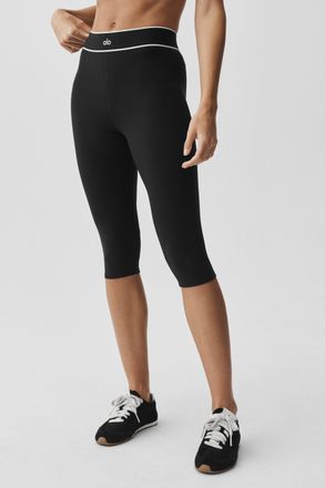 Alo Softsculpt High-Waist Amp It Up Capri Pants in Black, Size: Medium