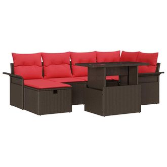 vidaXL Set Divano Da Giardino 7 Pz Marrone Polyrattan Vidaxl