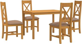 vidaXL Conjunto De Comedor 5 Uds. Gris Madera De Roble S&oacute;lido Vidaxl