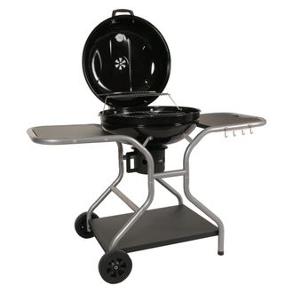 Hhg Hhg - Nunca Usado] Carro De Barbacoa 873, Barbacoa De Carb&oacute;n Hervidor Barbacoa De Jard&iacute;n Con Tapa Tres Estantes, Acero Esmaltado 143x131x66cm Negro