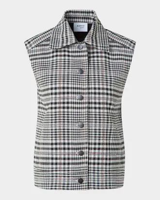 Akris Check Cap Sleeve Cotton-Blend Jacket