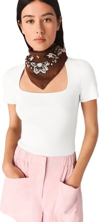 Maje Square-neck ribbed sweater in White at Nordstrom, Size X-Small