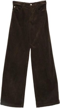 Emporio Armani Wijde Corduroy Broek met Vijf Zakken en Geverfde Afwerking - Dames - Wijde Broeken - Groen - W25 - Katoen - Broeken
