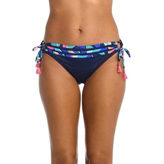 La Blanca Bikini Bottom Womens Navy Blue Adjustable Side Swimwear FROG839