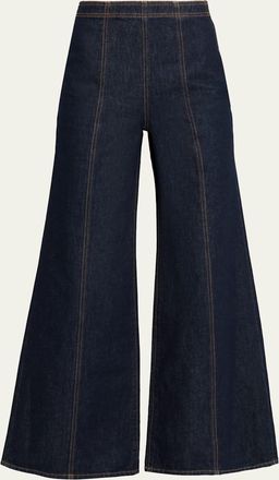 Ulla Johnson The Bianca Front-Seam Wide-Leg Jeans