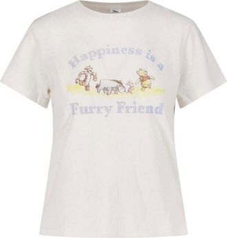 Re/Done White Printed Cotton T-Shirt