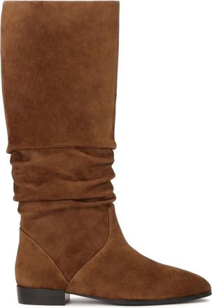 Kazar Schoenen, Dames, Bruin, 41 EU, Suède, Bruine laarzen met gekreukeld bovendeel