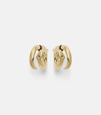 Ileana Makri Pendientes Spiral Cobra de oro de 18 ct con esmeraldas