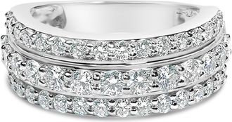 House of Brilliance 925 Sterling Silver 2.0 Cttw Lab Grown Diamond 3 Row Band Ring (F-G Color, VS1-VS2 Clarity