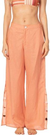 Kibys Sunset Bazaar Zenda Linen Pant With Gems in Pastel Orange Tangerine at Nordstrom, Size Medium