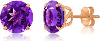 MAX + STONE 14k Rose Gold 9mm Round Cut Gemstone Stud Earrings