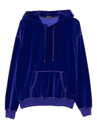 Tom Ford velour hoodie - men - Polyamide/Cotton/Elastane - 52 - Purple