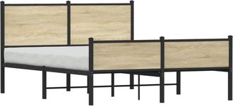 vidaXL Metal Bed Frame without Mattress Sonoma Oak 150x200 cm King Size Vidaxl