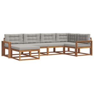 vidaXL Conjunto De Sof&aacute;s De Exterior 6 Pcs Natural Y Gris Claro Vidaxl