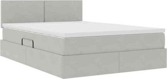 vidaXL Bed with Mattress with Headboard Light Grey 140 x 190 cm Velvet vidaXL