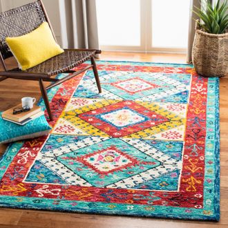 Safavieh Aspen Hand Made Area Rug, Blue / Rust Bohemian Style Non-Shedding