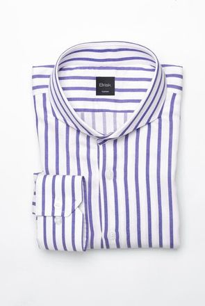 Brisk Wide Stripes Pima Cotton Dress Shirt in Cutaway Extreme Collar at Nordstrom, Size 18