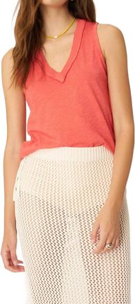Bloomingdale's Let Me Know Relaxed Slub V Neck Tank In Sunset Coral